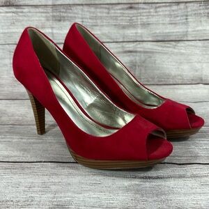 Style & Co. Red Suede -Like Peep Toe Pump